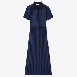Tory Burch Vertical Stripe Polo Sweater Dress